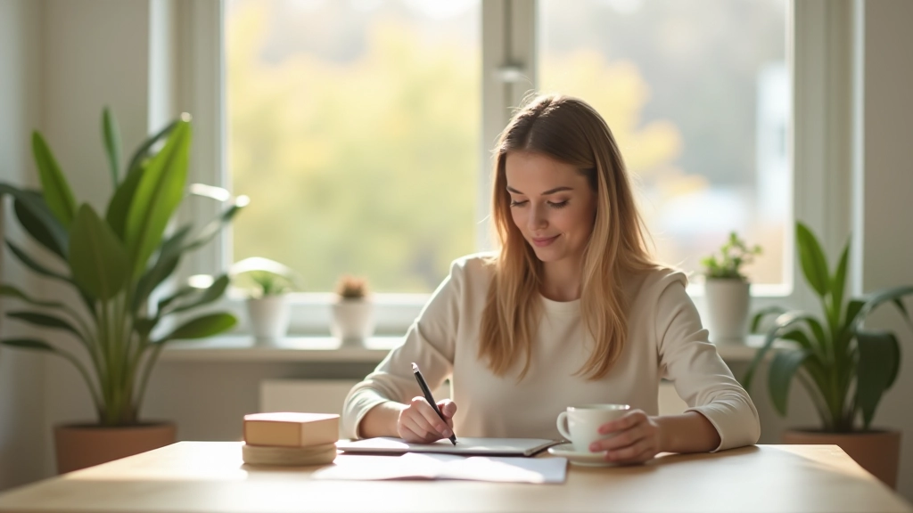 Ausgeglichener Arbeitsplatz mit natürlichem Licht und ruhiger Atmosphäre
