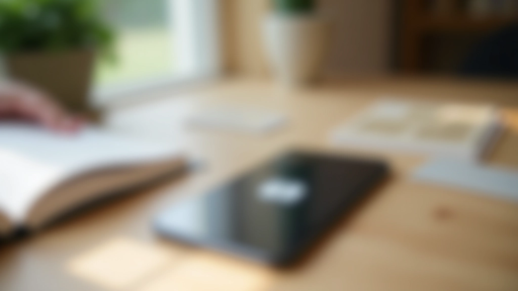 Smartphone auf Tisch, stumm geschaltet, daneben ein Buch