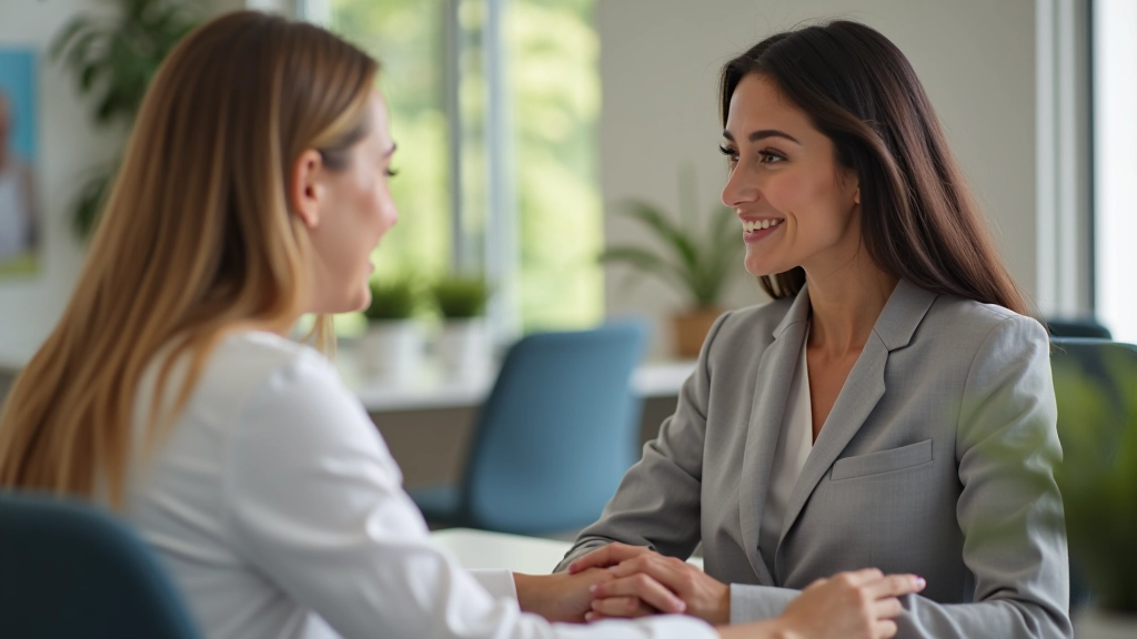 Zwei Menschen in respektvollem Gespräch, offene Körpersprache, konstruktive Kommunikation